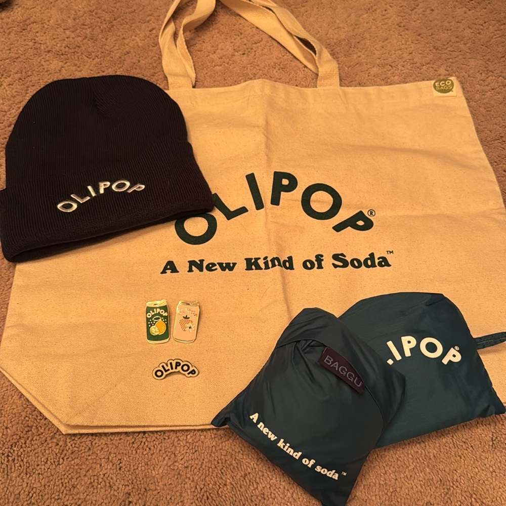 OLIPOP Fan Set  Enamel Pin Set, Beanie, Tote Bag Set